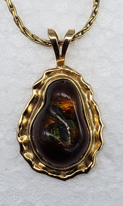 Fire Agate Pendant 14K yellow gold